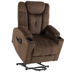 Sillón Relax Reclinable Eléctrico Levanta Personas Mayores con Masaje Calor Portavasos Mando Bolsillos Marrón Os... - Ogal.Es