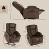 Sillón Relax Reclinable Eléctrico Levanta Personas Mayores con Masaje Calor Portavasos Mando Bolsillos Marrón Os... - Ogal.Es