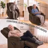 Sillón Relax Reclinable Eléctrico Levanta Personas Mayores con Masaje Calor Portavasos Mando Bolsillos Marrón Os... - Ogal.Es