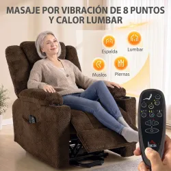 Sillón Relax Reclinable Eléctrico Levanta Personas Mayores con Masaje Calor Portavasos Mando Bolsillos Marrón Os... - Ogal.Es
