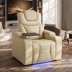 Sillón Relax Reclinable Eléctrico Calor Lumbar Masaje Vibración Luz LED Reposapiés Puertos USB y Type-C Blanco C... - Ogal.Es