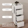 Armario de Baño Estrecho Mueble Auxiliar de Baño con 3 Cajones 4 Compartimentos Superiores Toallero 35x30x90 cm ... - Ogal.Es