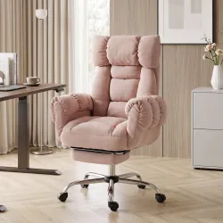 Silla de Oficina Ergonómica con Reposapiés Reposabrazos y Respaldo Alto Abatibles Reclinable 135° Altura Ajustab... - Ogal.Es