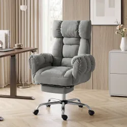 Silla de Oficina Ergonómica con Reposapiés Reposabrazos y Respaldo Alto Abatibles Reclinable 135° Altura Ajustab... - Ogal.Es