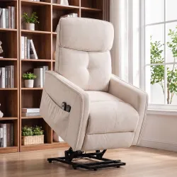Sillón Relax Reclinable Eléctrico Levanta Personas con 2 Puntos Masaje Asiento con Muelles Reposapiés de Chenill... - Ogal.Es