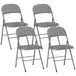 Juego de 4 Sillas Plegables Tapizadas en Terciopelo Estructura de Acero con Respaldo para Espacios Pequeños Gris... - Ogal.Es