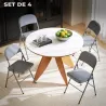 Juego de 4 Sillas Plegables Tapizadas en Terciopelo Estructura de Acero con Respaldo para Espacios Pequeños Gris... - Ogal.Es