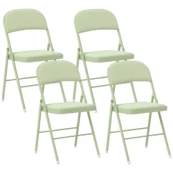Juego de 4 Sillas Plegables Tapizadas en Terciopelo Estructura de Acero con Respaldo para Espacios Pequeños Verde - Ogal.Es