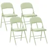 Juego de 4 Sillas Plegables Tapizadas en Terciopelo Estructura de Acero con Respaldo para Espacios Pequeños Verde - Ogal.Es
