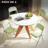 Juego de 4 Sillas Plegables Tapizadas en Terciopelo Estructura de Acero con Respaldo para Espacios Pequeños Verde - Ogal.Es