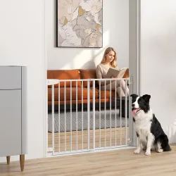 Barrera de Seguridad para Perros y Niños 72-108,5x76 cm para Puerta y Escalera, Sin Barra Inferior, Cierre Autom... - Ogal.Es