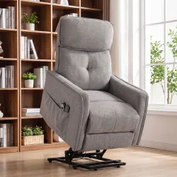 Sillón Relax Reclinable Eléctrico Levanta Personas con 2 Puntos Masaje Asiento con Muelles Reposapiés de Chenill... - Ogal.Es