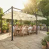 Pérgola de Jardín 6x3 m con Techo Retráctil Protección UPF50+ Drenaje Cenador de Jardín para Patio Exterior Crema - Ogal.Es