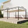 Pérgola de Jardín 6x3 m con Techo Retráctil Protección UPF50+ Drenaje Cenador de Jardín para Patio Exterior Crema - Ogal.Es
