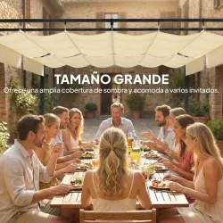 Pérgola de Jardín 6x3 m con Techo Retráctil Protección UPF50+ Drenaje Cenador de Jardín para Patio Exterior Crema - Ogal.Es