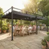 Pérgola de Jardín 6x3 m con Techo Retráctil Protección UPF50+ Drenaje Cenador de Jardín para Patio Exterior Gris... - Ogal.Es
