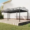Pérgola de Jardín 6x3 m con Techo Retráctil Protección UPF50+ Drenaje Cenador de Jardín para Patio Exterior Gris... - Ogal.Es