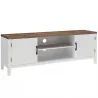 Mueble TV 140 cm, mueble para televisor de hasta 106,68 cm con 2 puertas, 2 compartimentos abiertos, blanco y ma... - Ogal.Es