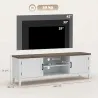 Mueble TV 140 cm, mueble para televisor de hasta 106,68 cm con 2 puertas, 2 compartimentos abiertos, blanco y ma... - Ogal.Es