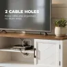 Mueble TV 140 cm, mueble para televisor de hasta 106,68 cm con 2 puertas, 2 compartimentos abiertos, blanco y ma... - Ogal.Es