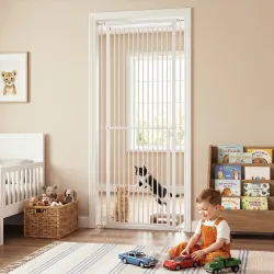 Barrera de Seguridad para Niños Perros y Gatos Extra Alta 112-200 cm Ancho Extensible 76-85 cm para Puertas Esca... - Ogal.Es