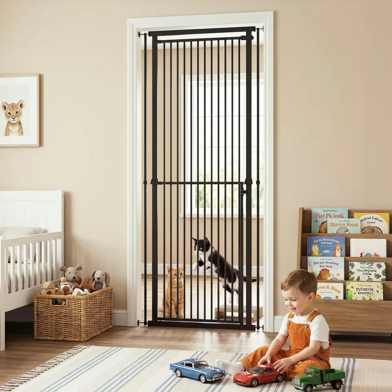 Barrera de Seguridad para Niños Perros y Gatos Extra Alta 112-200 cm Ancho Extensible 76-85 cm para Puertas Esca... - Ogal.Es