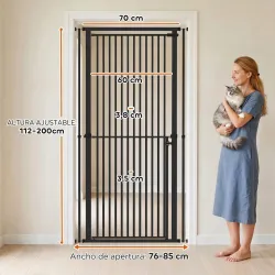 Barrera de Seguridad para Niños Perros y Gatos Extra Alta 112-200 cm Ancho Extensible 76-85 cm para Puertas Esca... - Ogal.Es