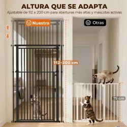 Barrera de Seguridad para Niños Perros y Gatos Extra Alta 112-200 cm Ancho Extensible 76-85 cm para Puertas Esca... - Ogal.Es
