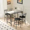 Juego de Mesa Alta de Bar y 4 Taburetes Asientos Tapizados en PU con Respaldo y Reposapiés Gris Claro - Ogal.Es