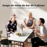 Juego de Mesa Alta de Bar y 4 Taburetes Asientos Tapizados en PU con Respaldo y Reposapiés Gris Claro - Ogal.Es