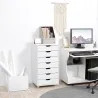 Cajonera de Escritorio con 7 Cajones y Ruedas Archivador Vertical para Estudio Salón 47,5x39,5x90 cm Blanco - Ogal.Es