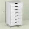 Cajonera de Escritorio con 7 Cajones y Ruedas Archivador Vertical para Estudio Salón 47,5x39,5x90 cm Blanco - Ogal.Es