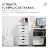 Cajonera de Escritorio con 7 Cajones y Ruedas Archivador Vertical para Estudio Salón 47,5x39,5x90 cm Blanco - Ogal.Es
