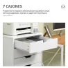 Cajonera de Escritorio con 7 Cajones y Ruedas Archivador Vertical para Estudio Salón 47,5x39,5x90 cm Blanco - Ogal.Es