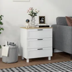 Cómoda Estrecha con 3 Cajones Cómoda Dormitorio con Patas de Madera para Salón Oficina 60x38x71 cm Blanco - Ogal.Es