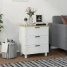 Cómoda Estrecha con 3 Cajones Cómoda Dormitorio con Patas de Madera para Salón Oficina 60x38x71 cm Blanco - Ogal.Es