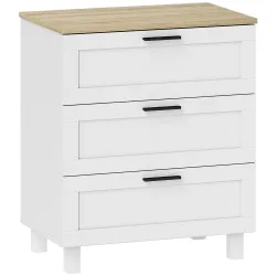 Cómoda Estrecha con 3 Cajones Cómoda Dormitorio con Patas de Madera para Salón Oficina 60x38x71 cm Blanco - Ogal.Es