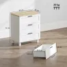 Cómoda Estrecha con 3 Cajones Cómoda Dormitorio con Patas de Madera para Salón Oficina 60x38x71 cm Blanco - Ogal.Es
