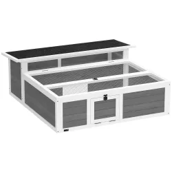 Casa para Tortugas de Madera Terrario para Reptiles Ventana Transparente Techo Abatible 113x106,5x44,5 cm Gris O... - Ogal.Es
