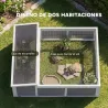 Casa para Tortugas de Madera Terrario para Reptiles Ventana Transparente Techo Abatible 113x106,5x44,5 cm Gris O... - Ogal.Es