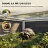 Casa para Tortugas de Madera Terrario para Reptiles Ventana Transparente Techo Abatible 113x106,5x44,5 cm Gris O... - Ogal.Es