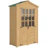 Caseta de Jardín de Madera con Estantes Ventanas de Acrílico Techo de Asfalto y Puertas con Pestillo Marrón Claro - Ogal.Es