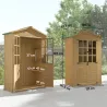 Armario de Jardín de Madera con Estantes Ventanas de Acrílico Techo de Asfalto y Puertas con Pestillo Marrón Claro - Ogal.Es