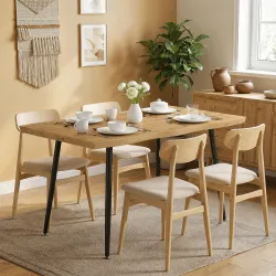 Mesa de Comedor Mesa de Cocina Nórdica para 4 Personas Tablero Grueso y Bordes Curvados 110x70x75 cm Roble - Ogal.Es