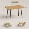 Mesa de Comedor Mesa de Cocina Nórdica para 4 Personas Tablero Grueso y Bordes Curvados 110x70x75 cm Roble - Ogal.Es
