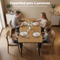 Mesa de Comedor Mesa de Cocina Nórdica para 4 Personas Tablero Grueso y Bordes Curvados 110x70x75 cm Roble - Ogal.Es