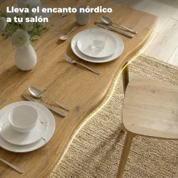 Mesa de Comedor Mesa de Cocina Nórdica para 4 Personas Tablero Grueso y Bordes Curvados 110x70x75 cm Roble - Ogal.Es