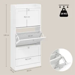 Zapatero Estrecho con 3 Cajones Abatibles Estantes Ajustables Armario Organizador para 12-15 Pares 60x24x130 cm ... - Ogal.Es