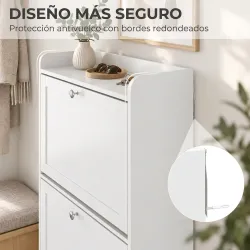 Zapatero Estrecho con 3 Cajones Abatibles Estantes Ajustables Armario Organizador para 12-15 Pares 60x24x130 cm ... - Ogal.Es