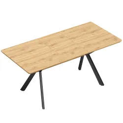 Mesa de Comedor Extensible 4-6 Personas Mesa de Cocina 130-170x80x76 cm Roble y Negro - Ogal.Es